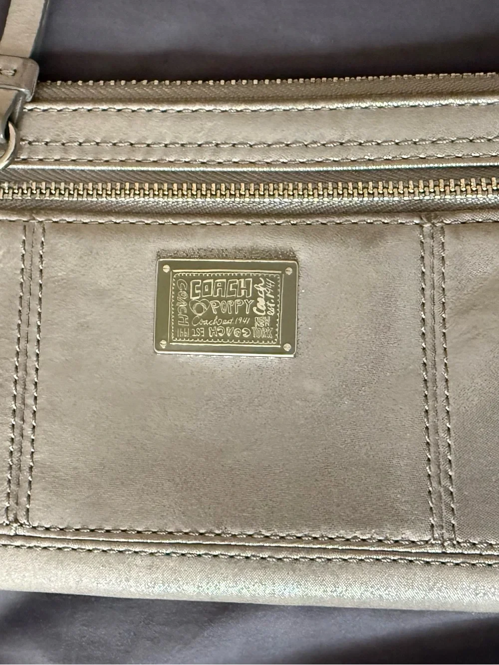 Coach Poppy Metallic Wristlet Clutch